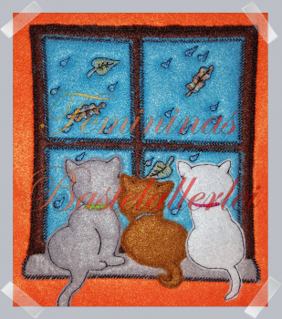 Herbstszene "Katzen am Fenster " (18x13 ; 20x20 ; 30x20)