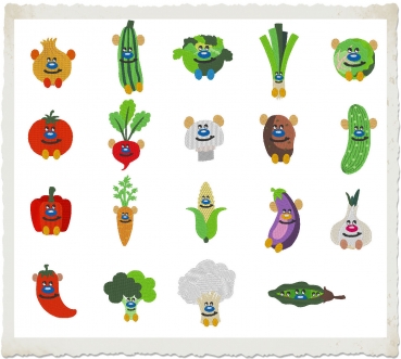 Preview: Puschelgemüse - das vegetarische Stickgenuß-Paket