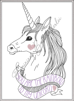Einhorn mit Schriftzug (10x10 ; 18x13 ; 30x20)