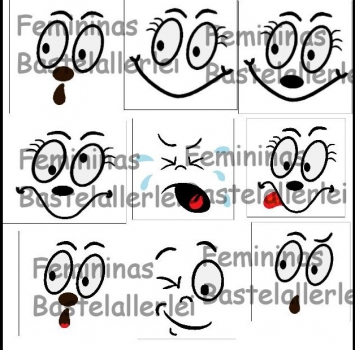 9er Set Gesichter "Schneebälle "