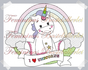 Preview: Einhorn Doodle mit Regenbogen (18x13, 20x20, 30x20) Preview: Einhorn Doodle mit Regenbogen (18x13, 20x20, 30x20)