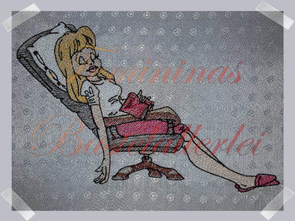 schlafende Frau  Doodle + Vollstich (18x13 ; 30x20 )