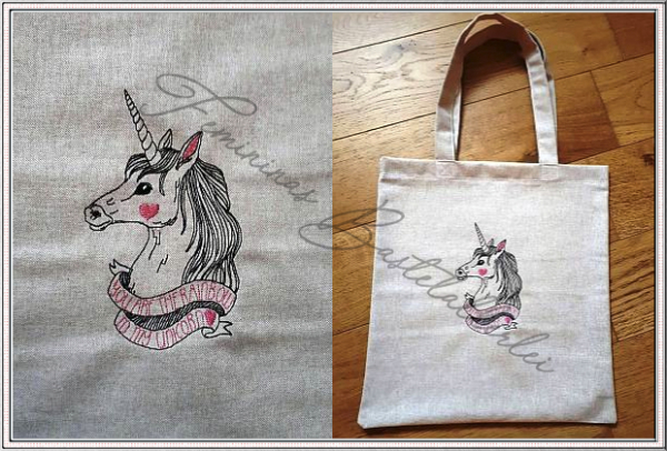 Einhorn mit Schriftzug (10x10 ; 18x13 ; 30x20)