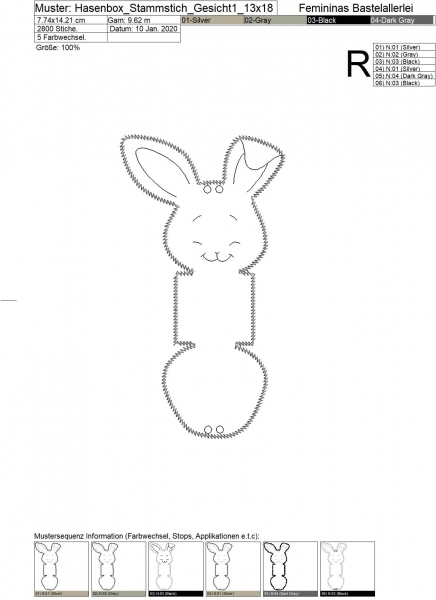 Hasenbox - Minigeschenkverpackung für Ostern (incl. Mehrfachbogen für 20x30)