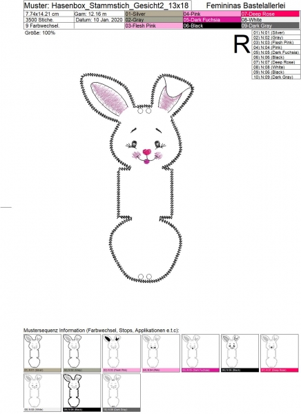 Hasenbox - Minigeschenkverpackung für Ostern (incl. Mehrfachbogen für 20x30)