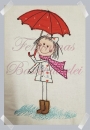 Mädchen mit Regenschirm Doodle-Appli (18x13 ; 20x20 ; 30x20)